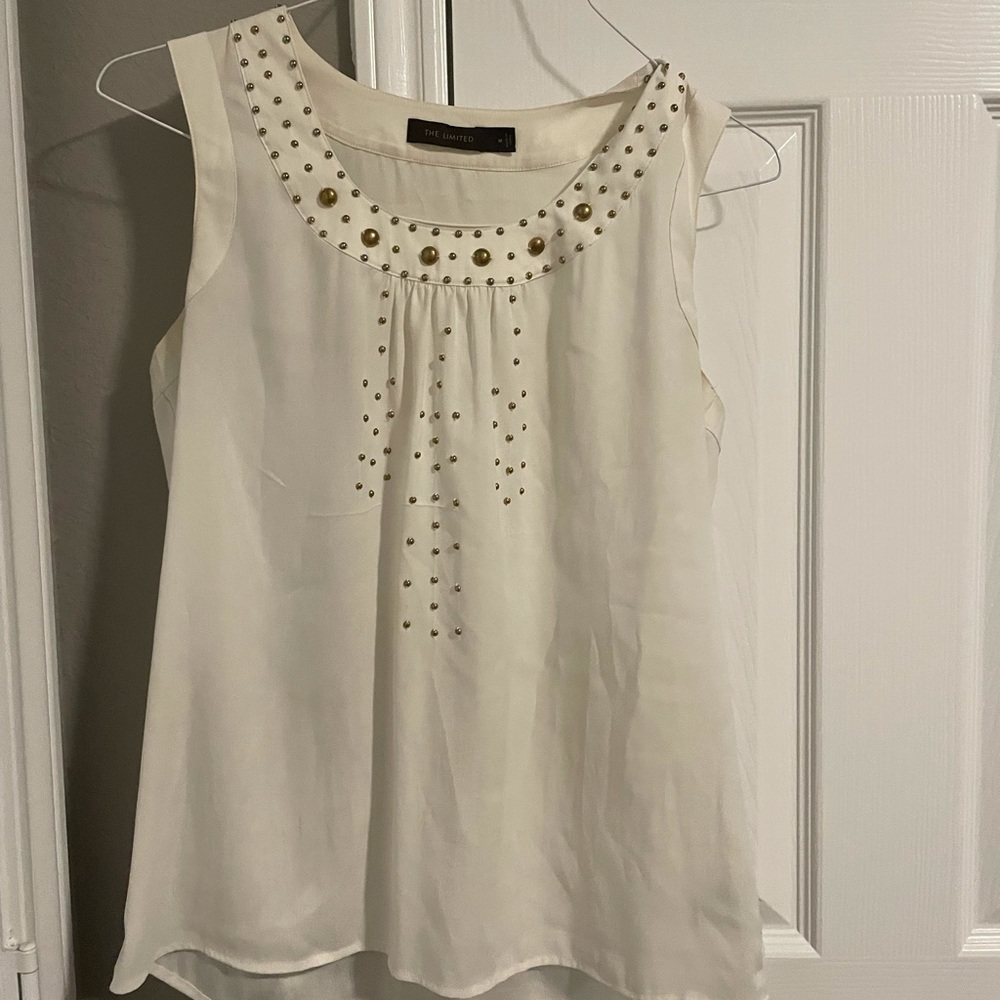 The Limited white women’s professional tank top in Large with gold beading